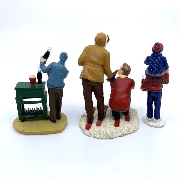 3 Coca-Cola Main Street Collection Figurines Coke Vendor Skiers Father Son Vtg - Picture 8 of 9